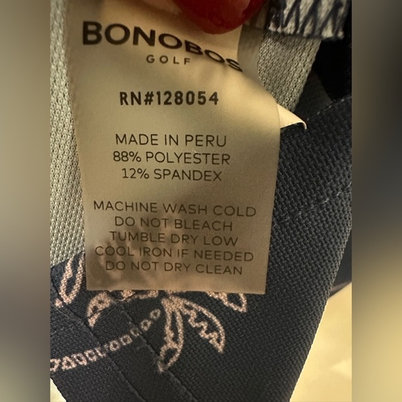 Bonobos Polo Shirt XLarge Blue Palm Trees All Over Print Golf Performance NWOT - Picture 5 of 5